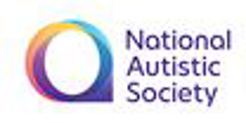 A rainbow coloured circular shape.  Text is purple and says National Autistic Society.