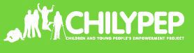 Bright green rectangle with images of young people in white. Text says Chilypep children and young people's empowerment project in white font