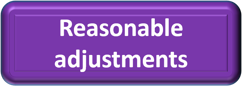 Purple rectangle with text that says reasonable adjustments
