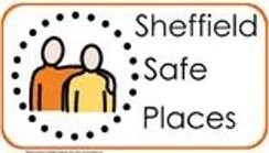 Text says Sheffield Safe places.  To the left is a picture of two people, one has their arm around the other.