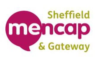 Red speech bubble with text that says Sheffield Mencap and Gateway